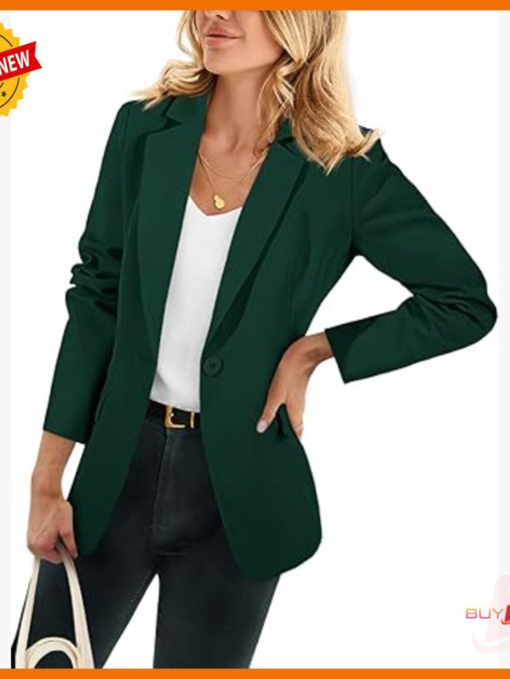 Slim Fit Blazer Long Sleeve Open Front Work Office Casual Jacket